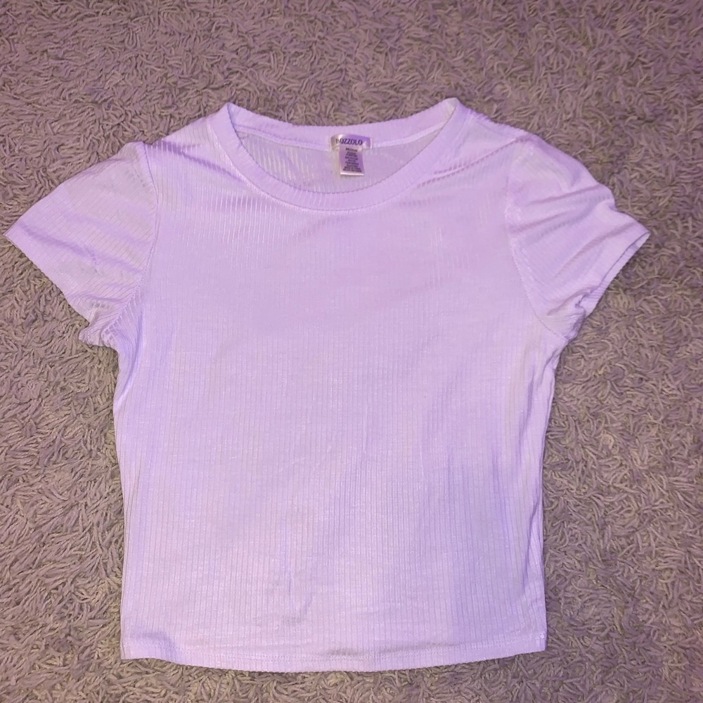 white ribbed short sleeve crop top